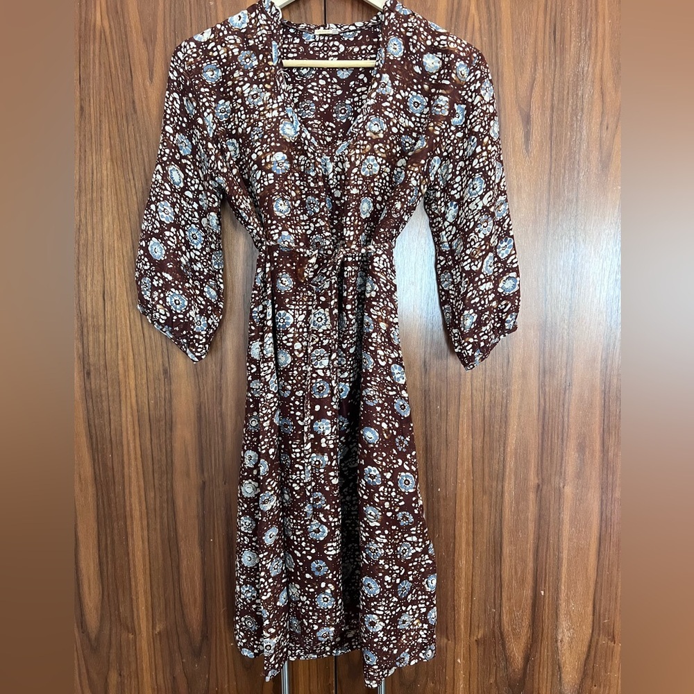 Matta Brown, White and Blue Silk Dress